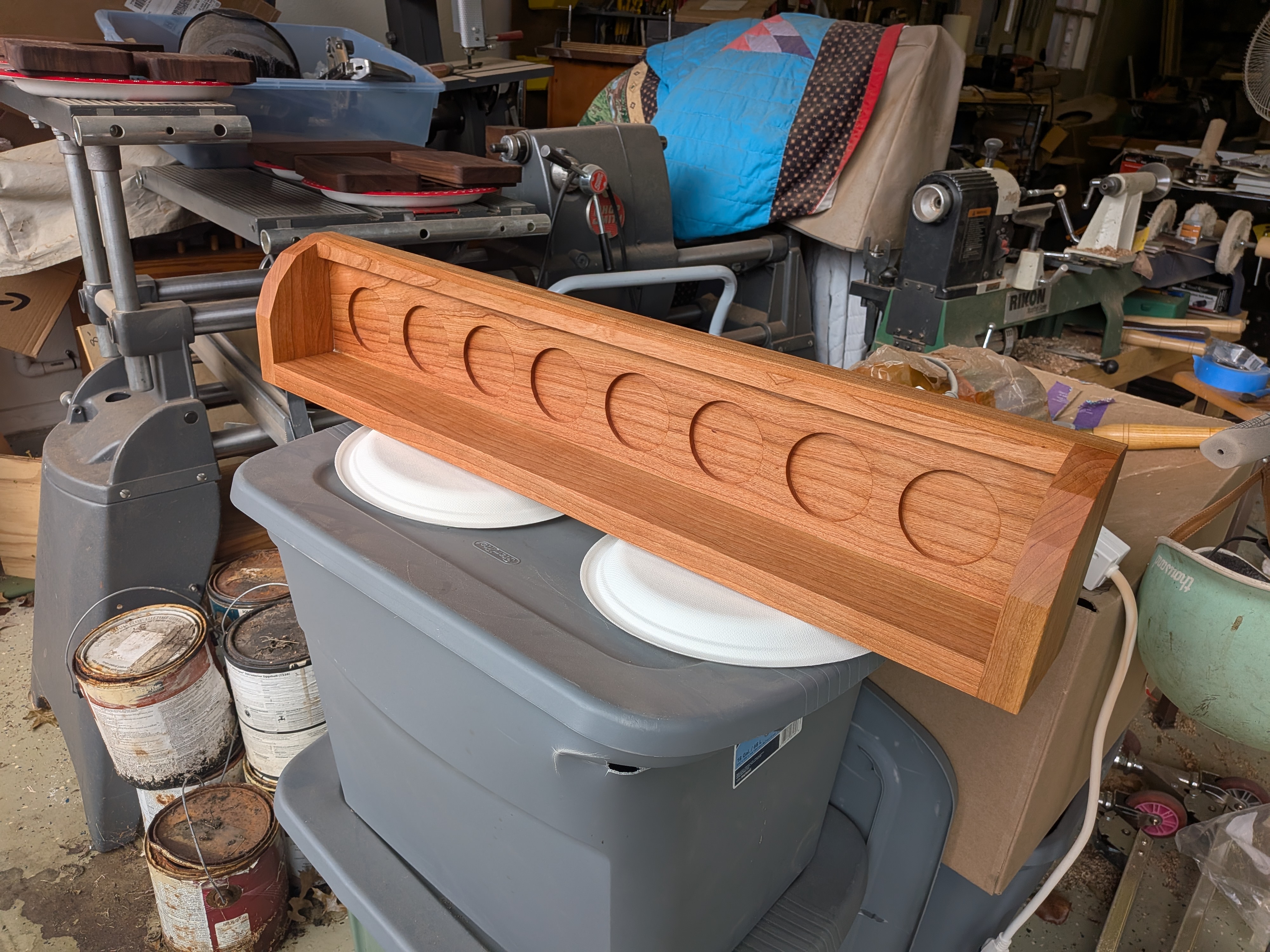 Finished and stained display in the shop before delivery
