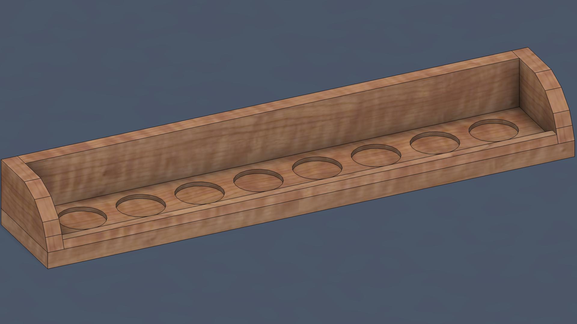 Isometric render of the Blanton's display in Fusion 360