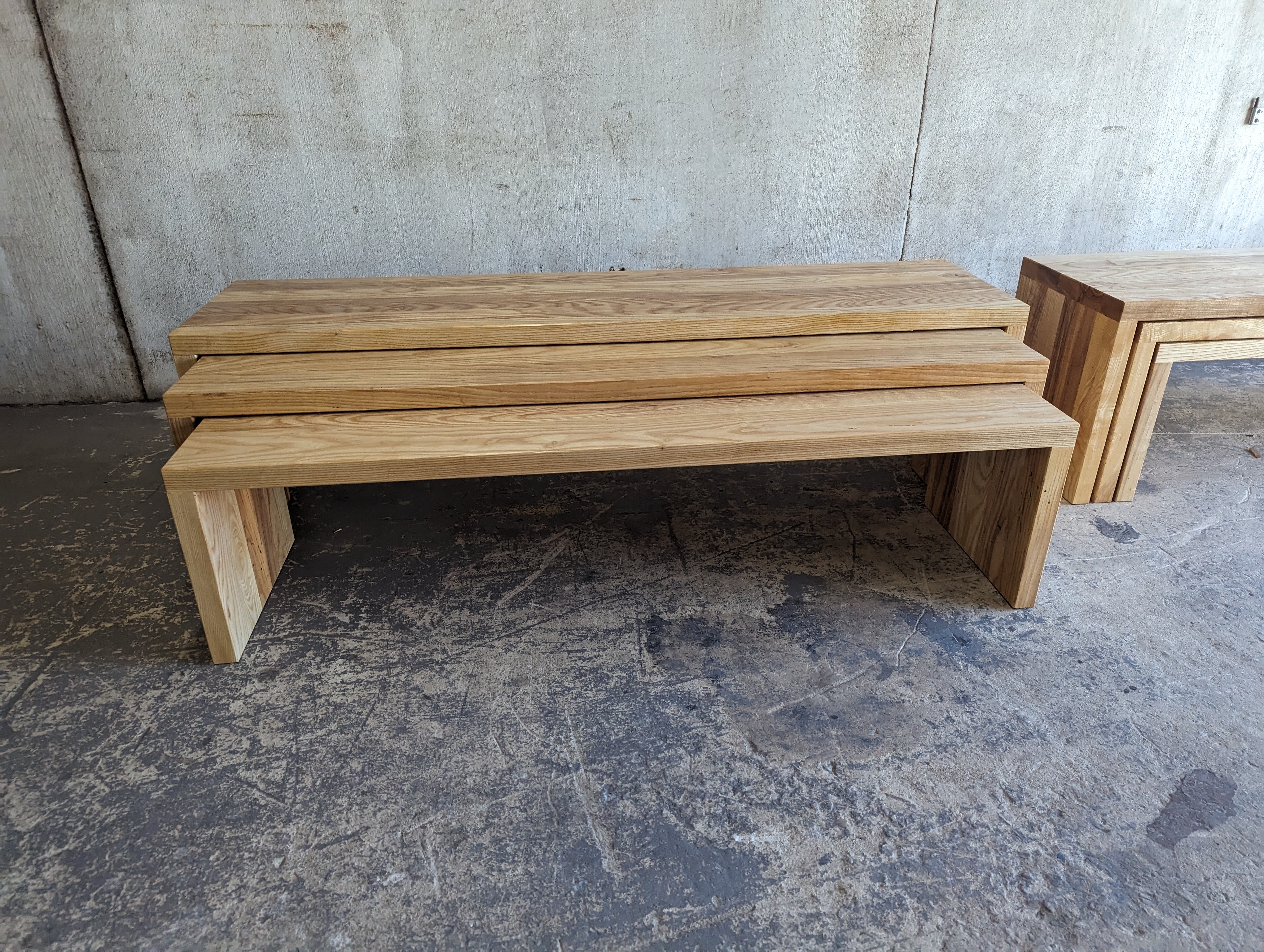 Installed nesting bench seating at Guitar Shed, Kirkwood Atlanta