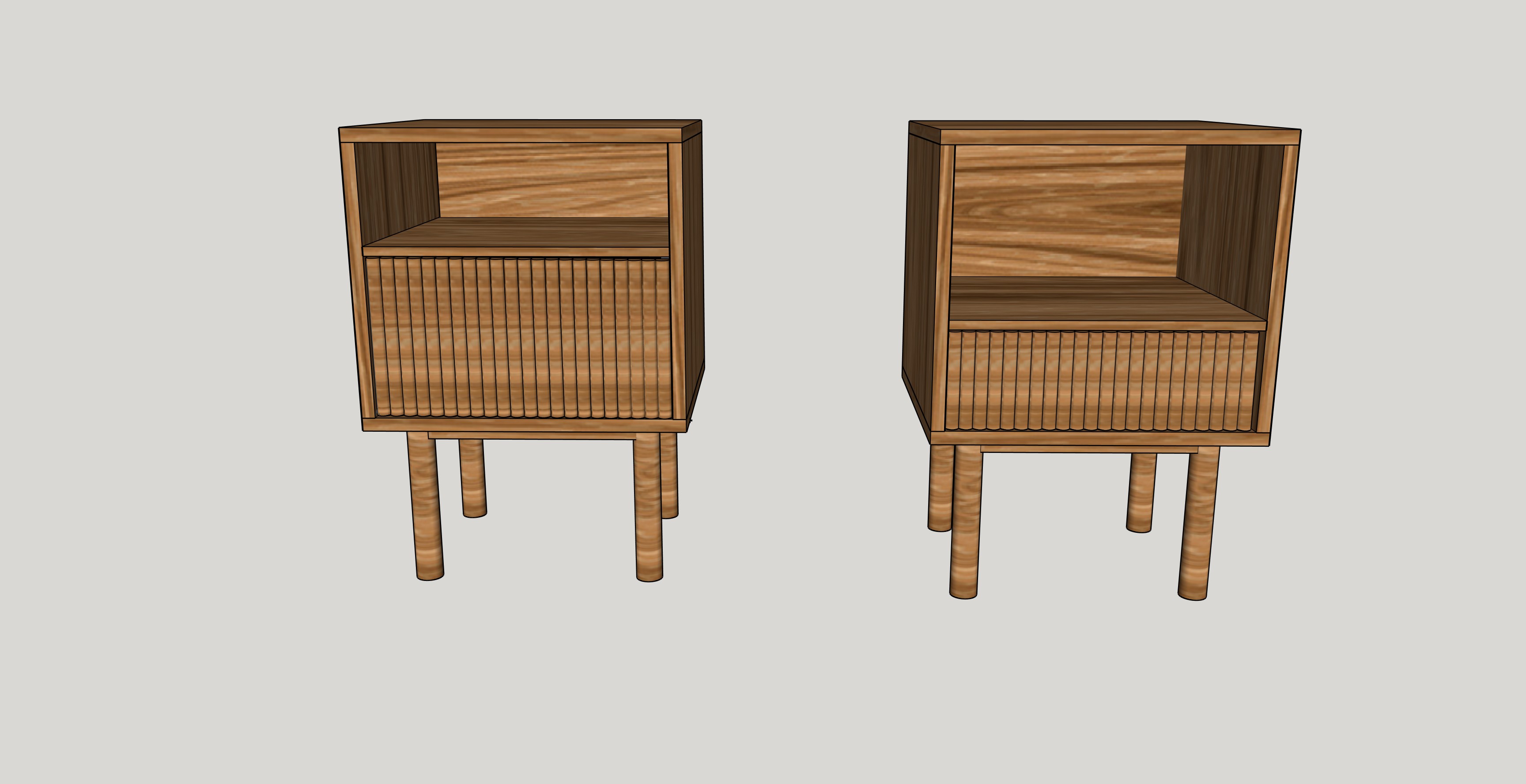 Dimension drawing for the mid-century nightstand
